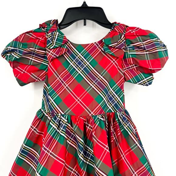 JANIE AND JACK Girls Holiday Plaid Dress Size 6 Red Green Short Sleeve NWT - Picture 3 of 11